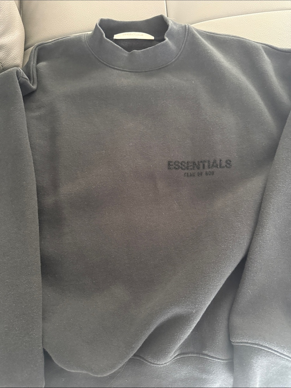 Essentials Men's Black Crewneck Logo Sweatshirt